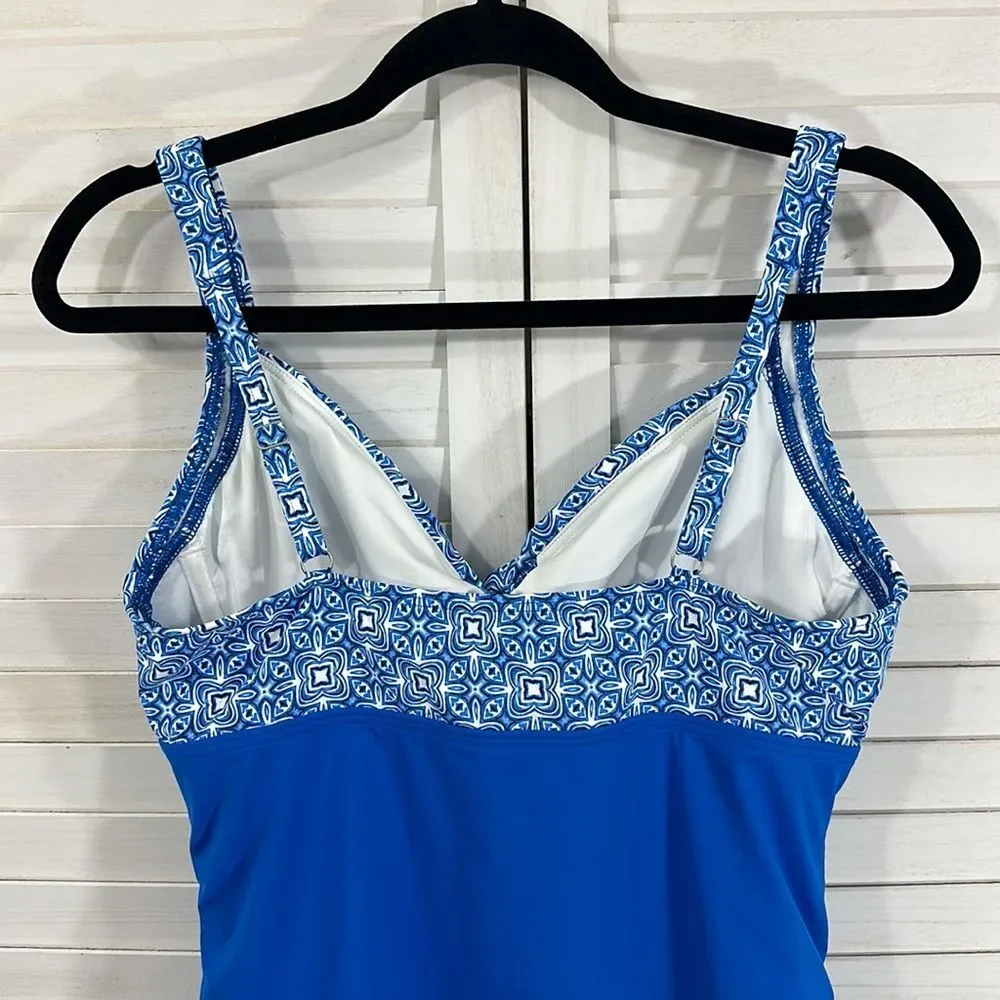 Lands' End Blue Underwire Tankini Top Size 10 NWOT
